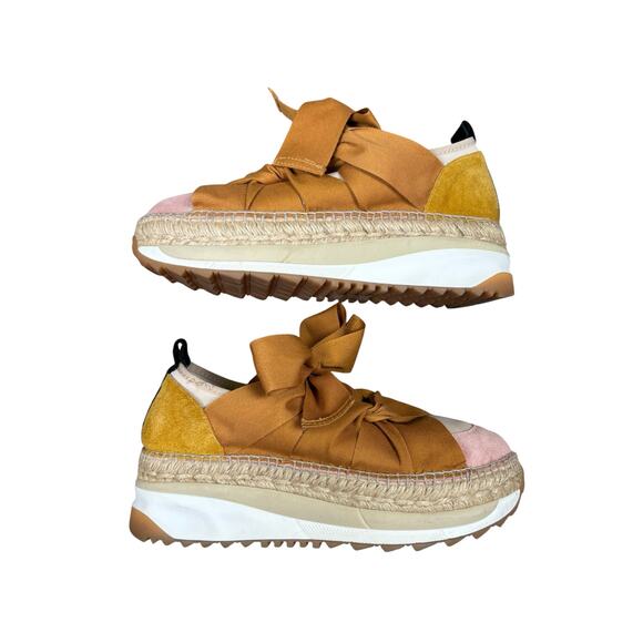 Free People Chapmin Espadrille Sneakers Womens 38/7.5 Pink Brown Bows Balletcore - Picture 7 of 11